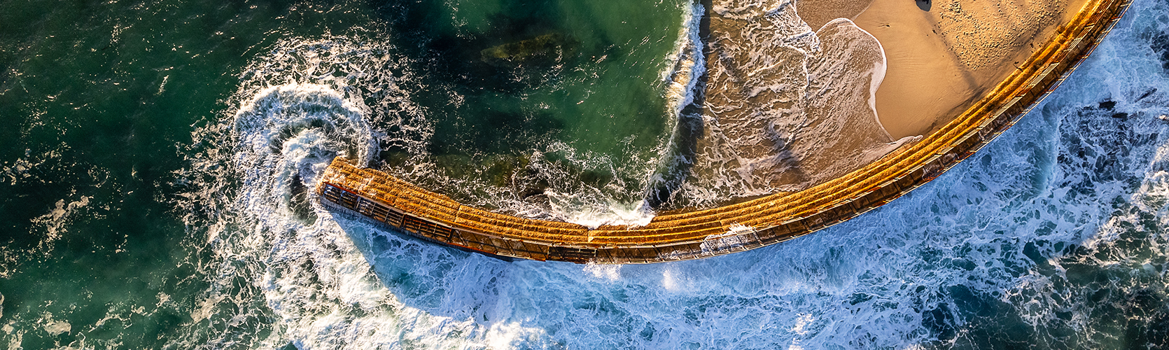 Aerial shot of the beach