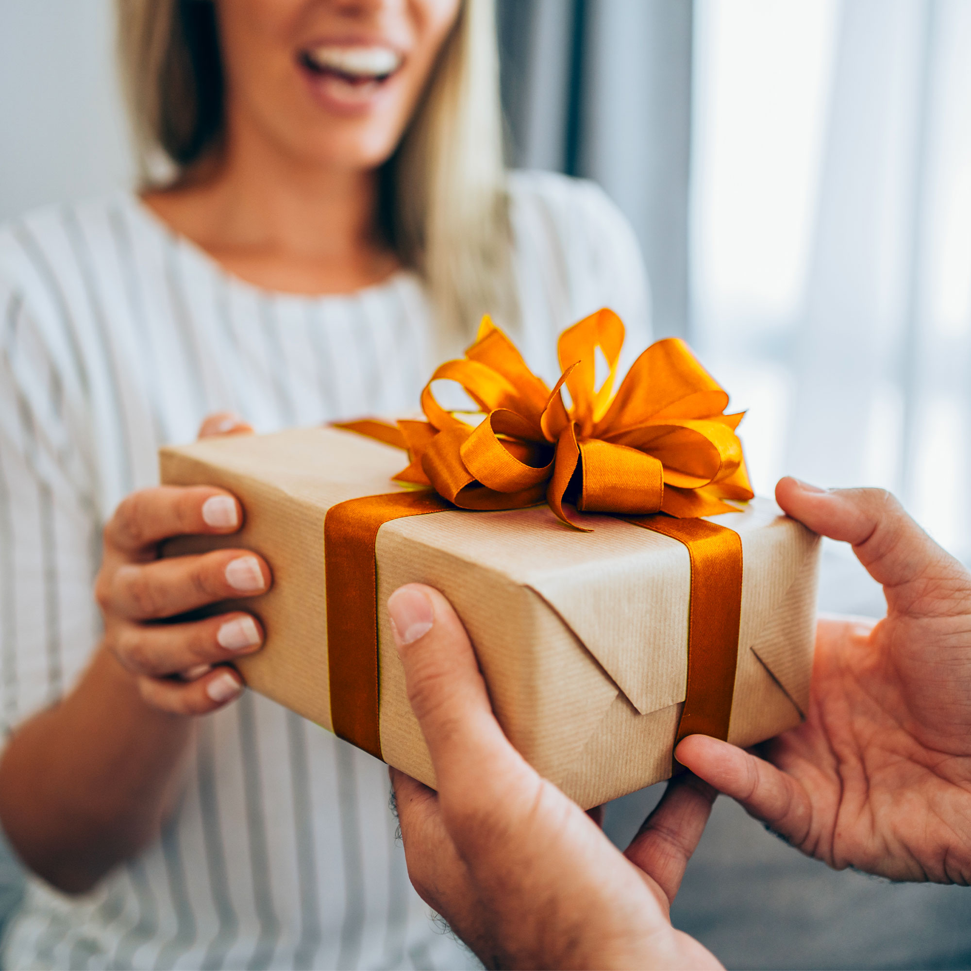 a person receiving a present